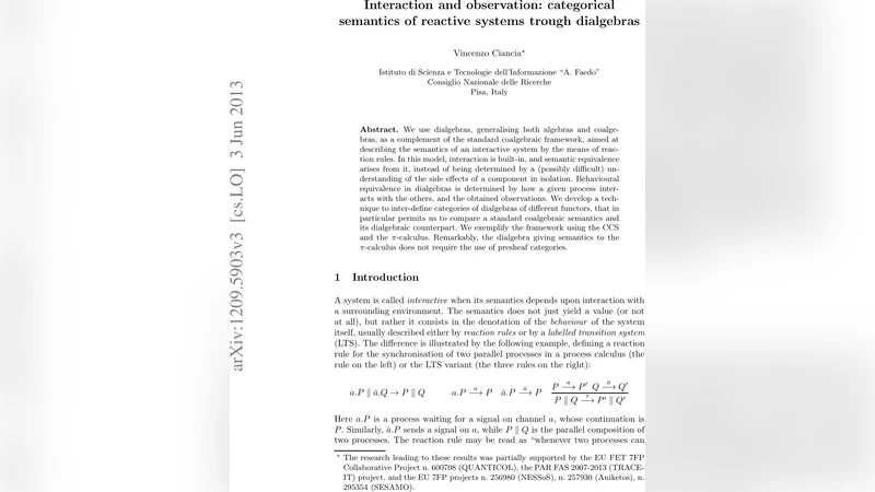 Interaction and observation: categorical semantics of reactive systems   trough dialgebras