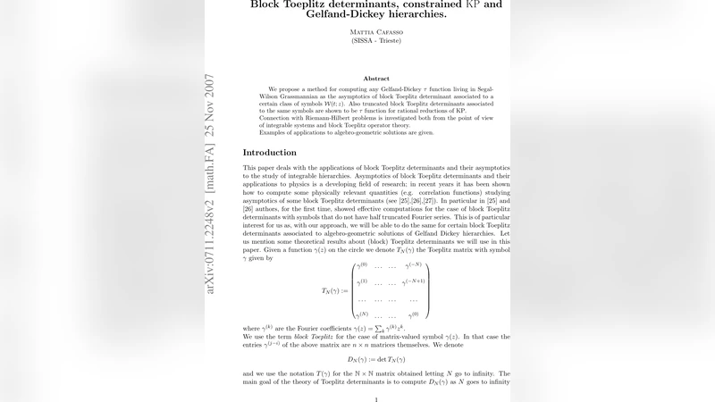Block Toeplitz determinants, constrained KP and Gelfand-Dickey   hierarchies