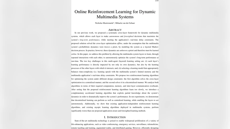 Online Reinforcement Learning for Dynamic Multimedia Systems