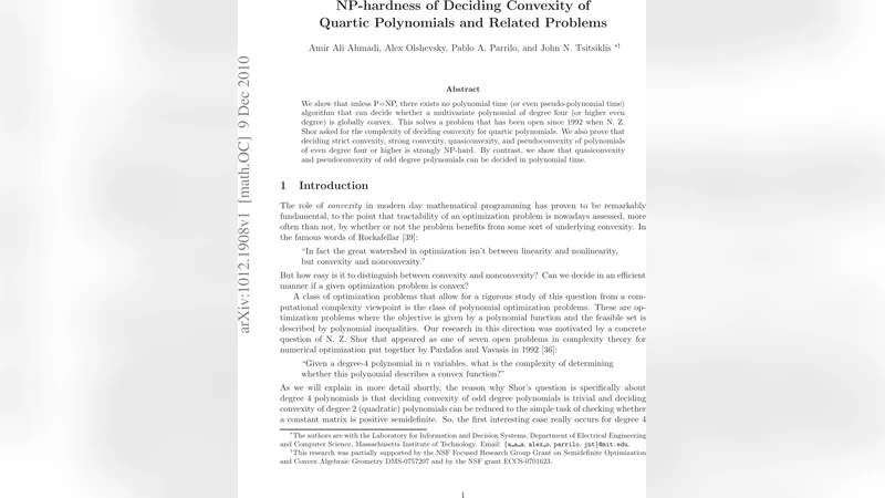 NP-hardness of Deciding Convexity of Quartic Polynomials and Related   Problems