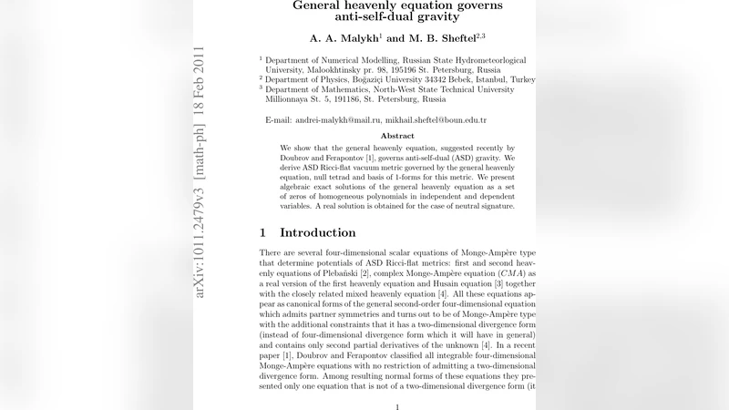 General heavenly equation governs anti-self-dual gravity