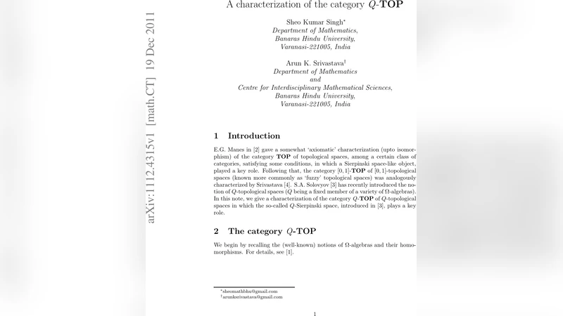 A characterization of the category Q-TOP