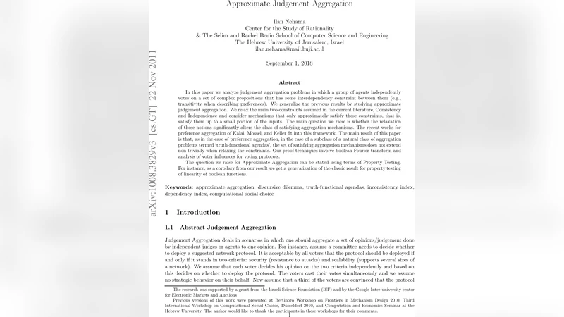 Approximate Judgement Aggregation