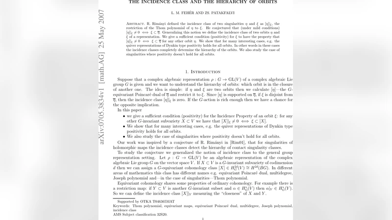 The incidence class and the hierarchy of orbits
