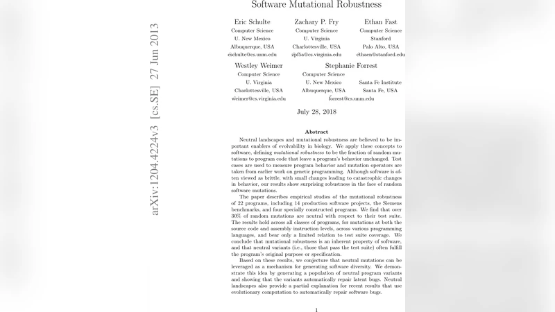 Software Mutational Robustness
