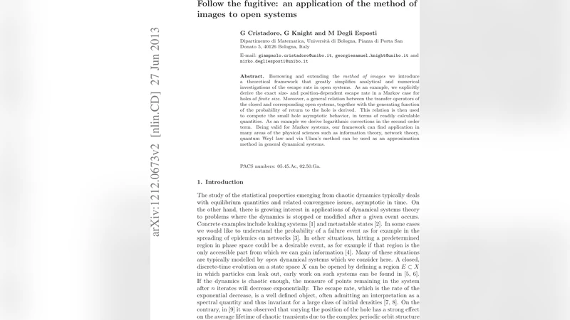 Follow the fugitive: an application of the method of images to open   dynamical systems