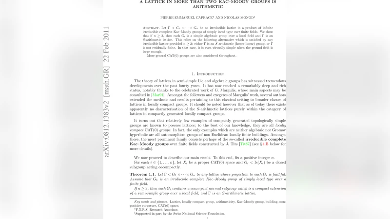 A lattice in more than two Kac--Moody groups is arithmetic