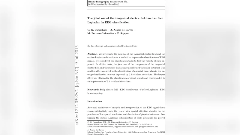 The joint use of the tangential electric field and surface Laplacian in   EEG classification