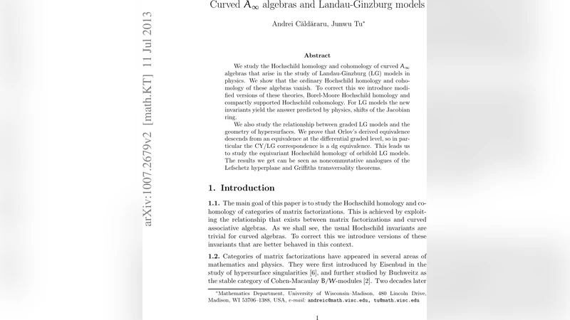 Curved A-infinity algebras and Landau-Ginzburg models