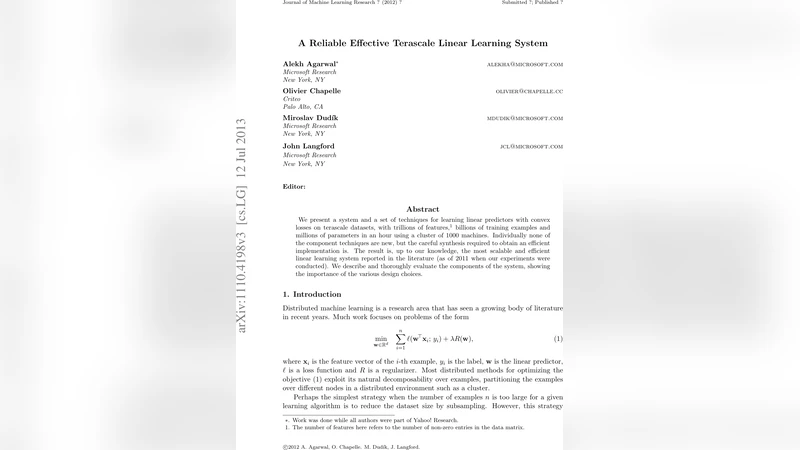 A Reliable Effective Terascale Linear Learning System