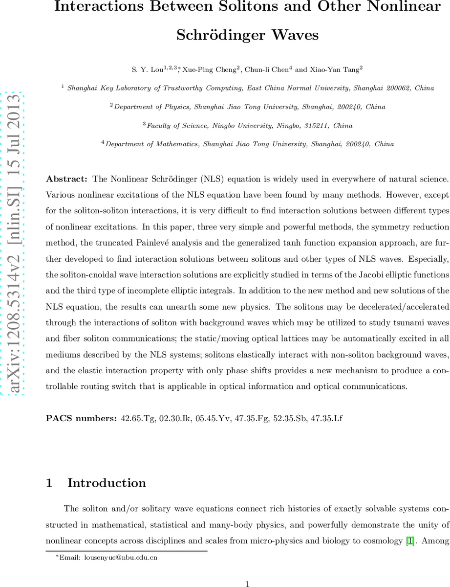 Interactions Between Solitons and Other Nonlinear Schr"odinger Waves