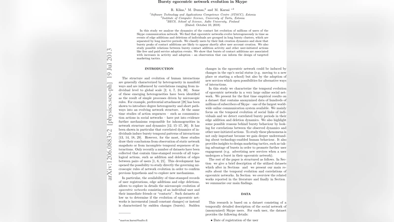 Bursty egocentric network evolution in Skype