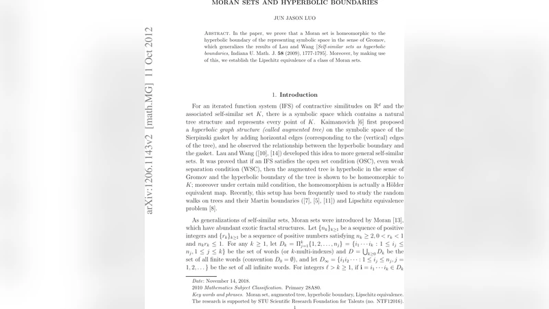Moran Sets and Hyperbolic Boundaries