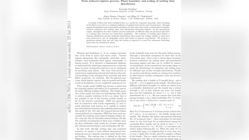 Noise induced rupture process: Phase boundary and scaling of waiting   time distribution