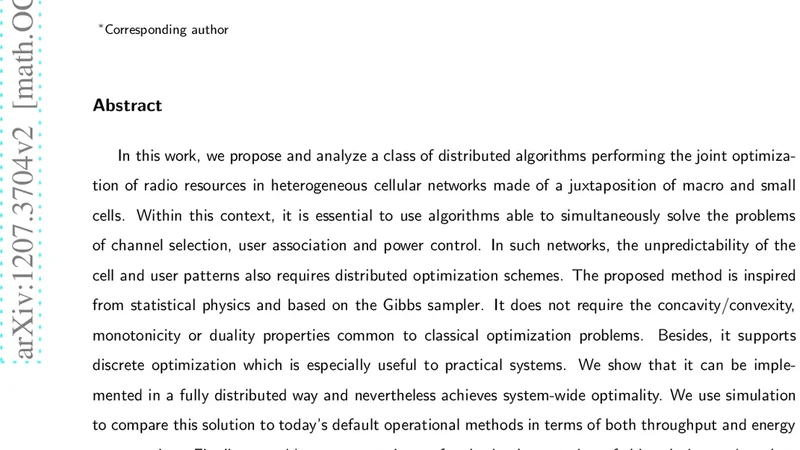 Gibbsian Method for the Self-Optimization of Cellular Networks