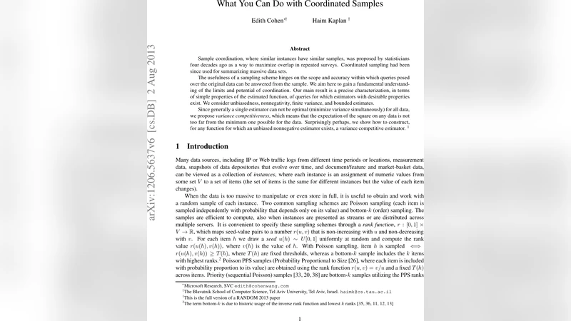 What you can do with Coordinated Samples