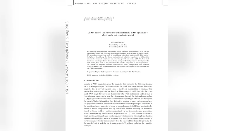On the role of the curvature drift instability in the dynamics of   electrons in active galactic nuclei