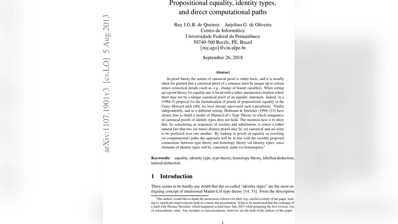 Propositional equality, identity types, and direct computational paths