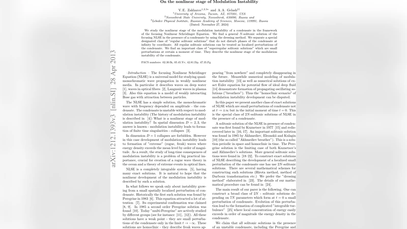 On the nonlinear stage of Modulation Instability