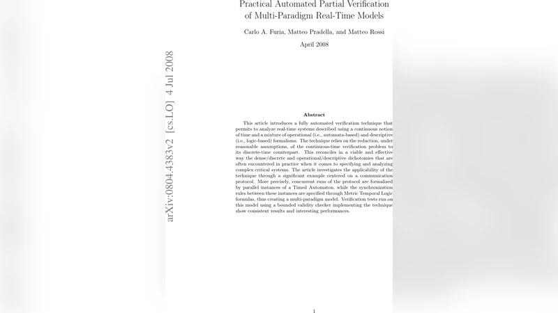 Practical Automated Partial Verification of Multi-Paradigm Real-Time   Models