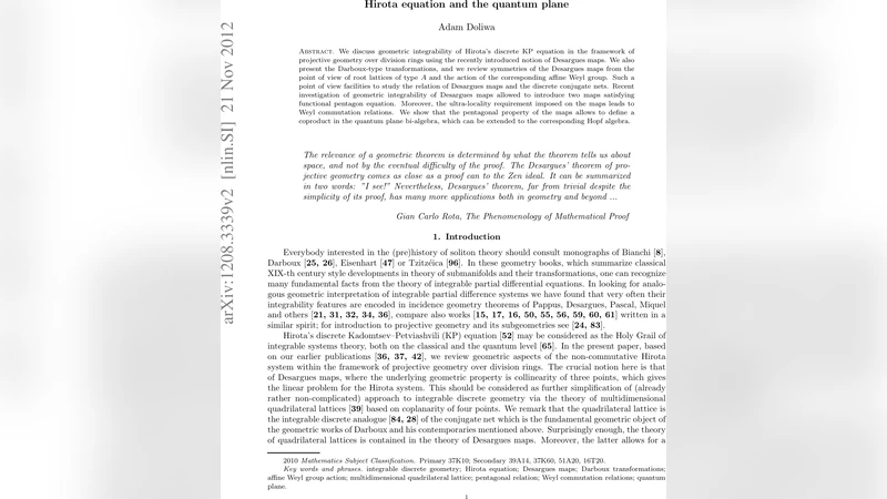 Hirota equation and the quantum plane