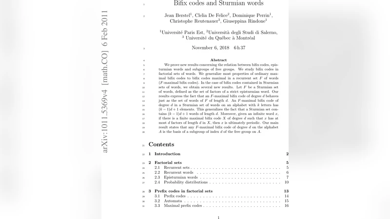Bifix codes and Sturmian words