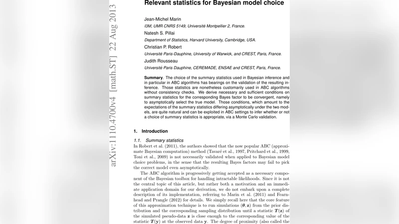 Relevant statistics for Bayesian model choice