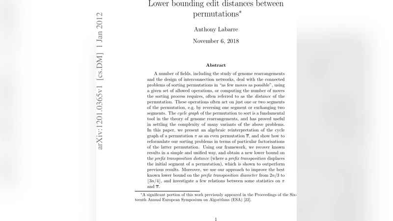 Lower bounding edit distances between permutations