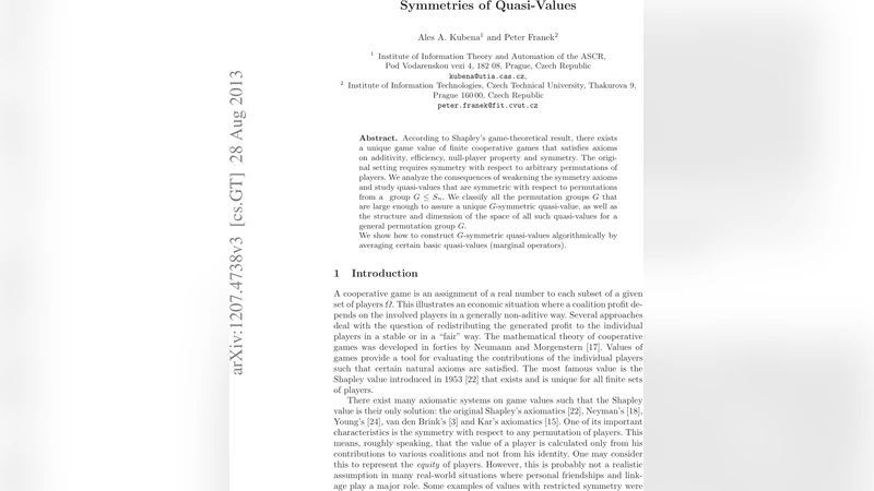 Symmetries of Quasi-Values