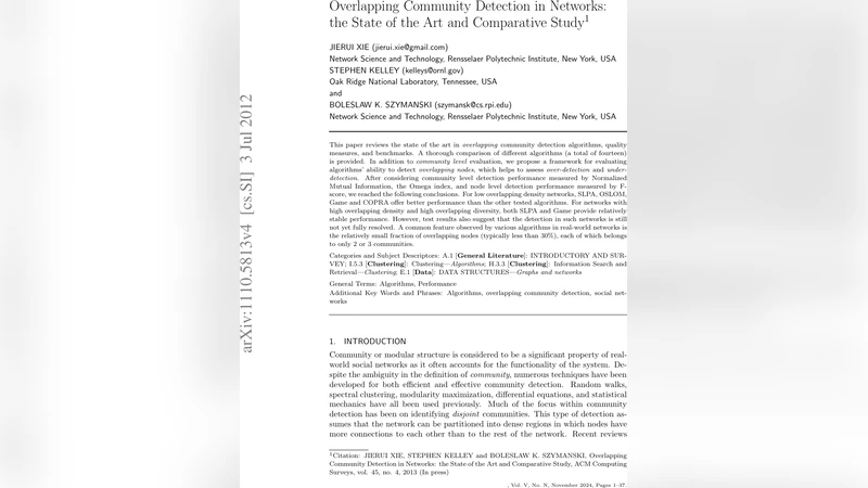 Overlapping Community Detection in Networks: the State of the Art and   Comparative Study