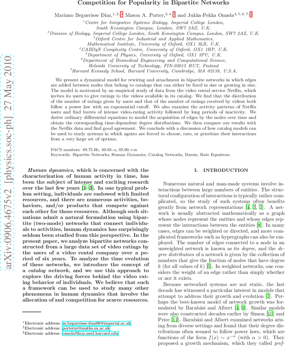Competition for Popularity in Bipartite Networks