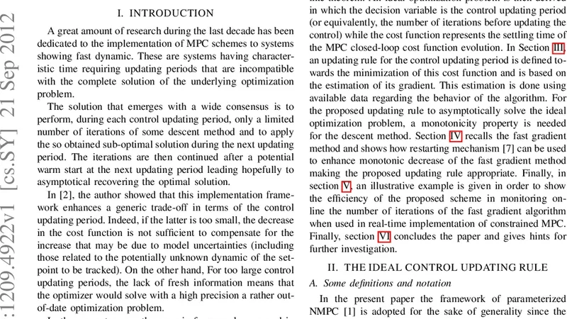 Monitoring Control Updating Period In Fast Gradient Based NMPC