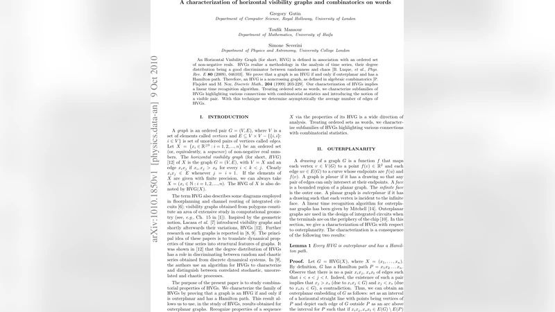 A characterization of horizontal visibility graphs and combinatorics on   words