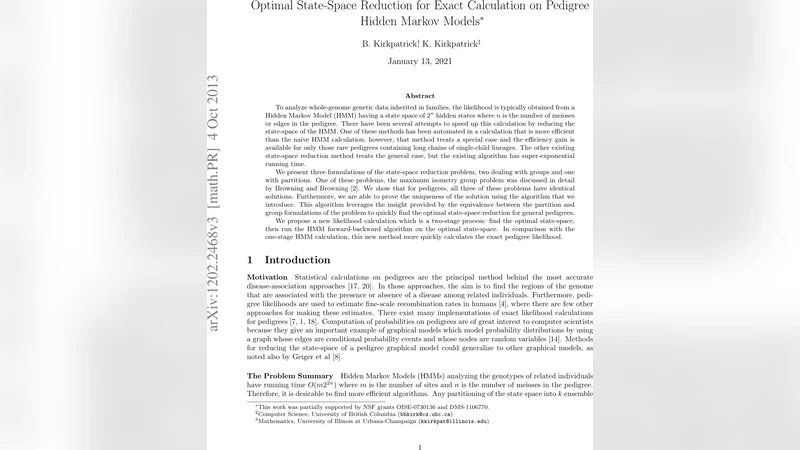 Optimal State-Space Reduction for Pedigree Hidden Markov Models