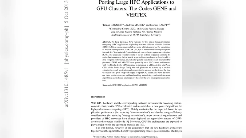 Porting Large HPC Applications to GPU Clusters: The Codes GENE and   VERTEX