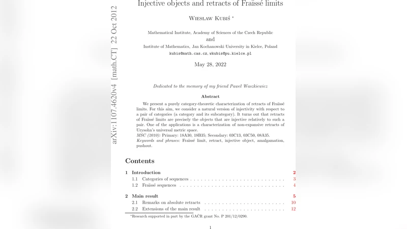 Injective objects and retracts of Fra"isse limits