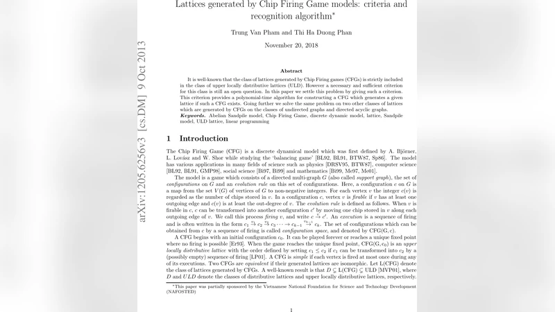 Lattices generated by Chip Firing Game models: criteria and recognition   algorithm