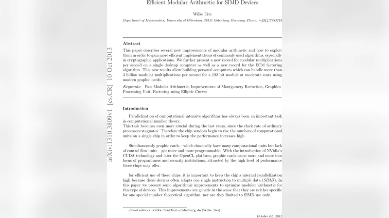 Efficient Modular Arithmetic for SIMD Devices