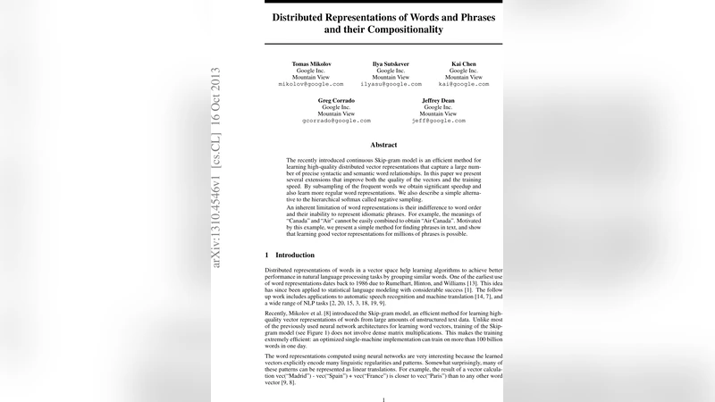 Distributed Representations of Words and Phrases and their   Compositionality
