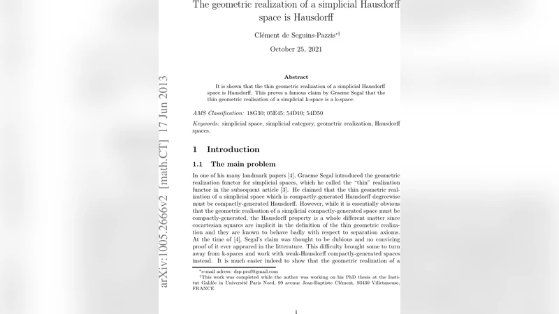 The geometric realization of a simplicial Hausdorff space is Hausdorff