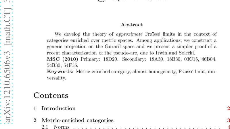Metric-enriched categories and approximate Fra"{i}ss{e} limits