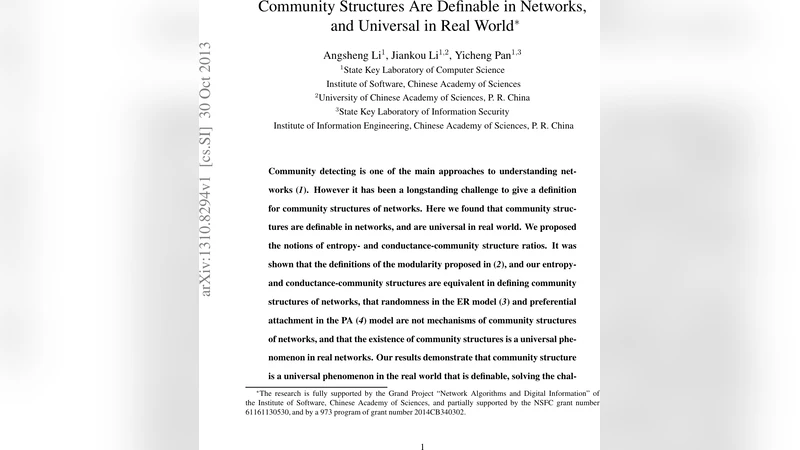 Community Structures Are Definable in Networks, and Universal in Real   World