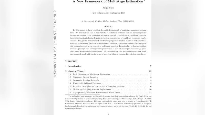 A New Framework of Multistage Estimation