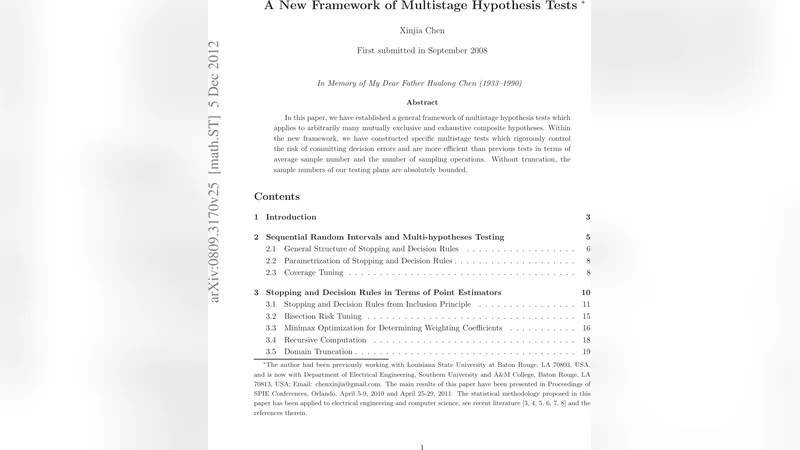 A New Framework of Multistage Hypothesis Tests