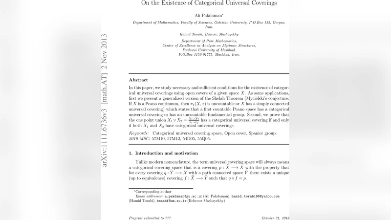 On the Existence of Categorical Universal Coverings