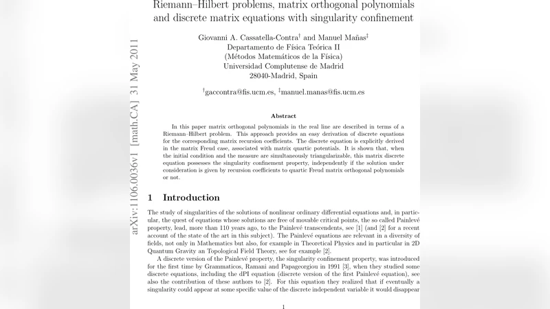 Riemann--Hilbert problems, matrix orthogonal polynomials and discrete   matrix equations with singularity confinement