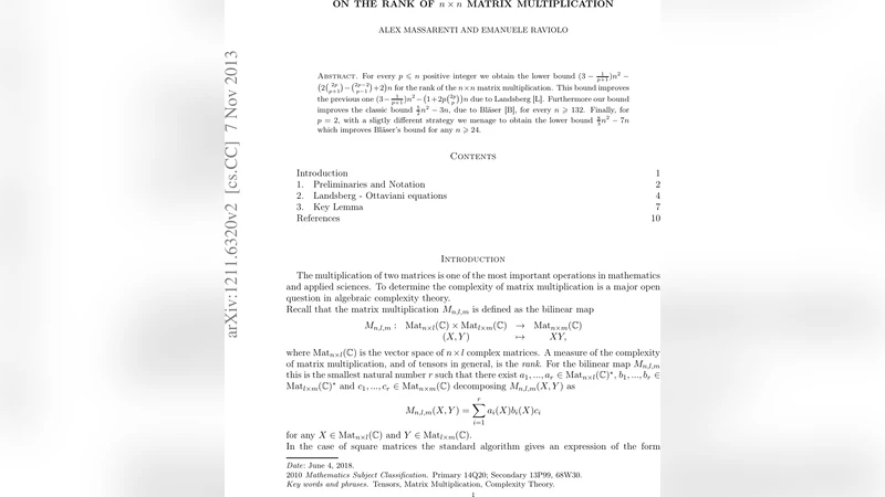 On the rank of $ntimes n$ matrix multiplication