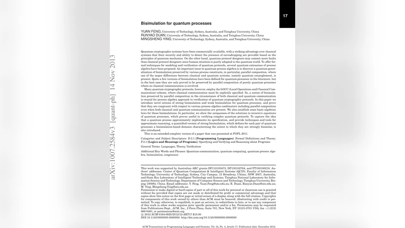 Bisimulation for quantum processes