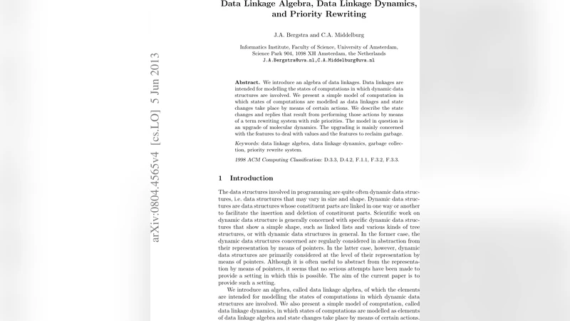 Data linkage algebra, data linkage dynamics, and priority rewriting