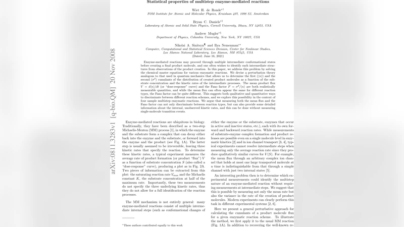 Statistical properties of multistep enzyme-mediated reactions